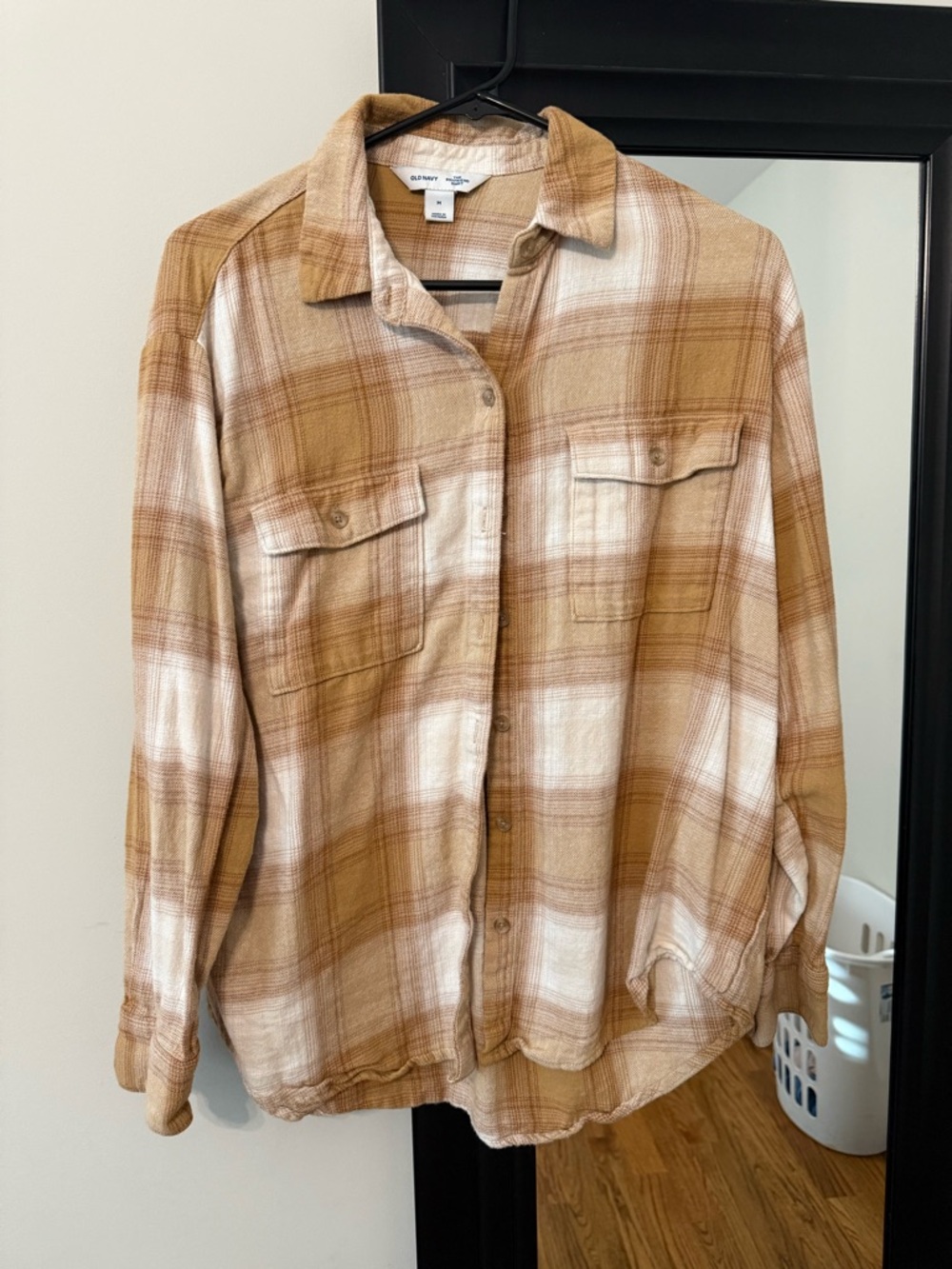 Old Navy Beige & Cream Plaid Button-Front Shirt
